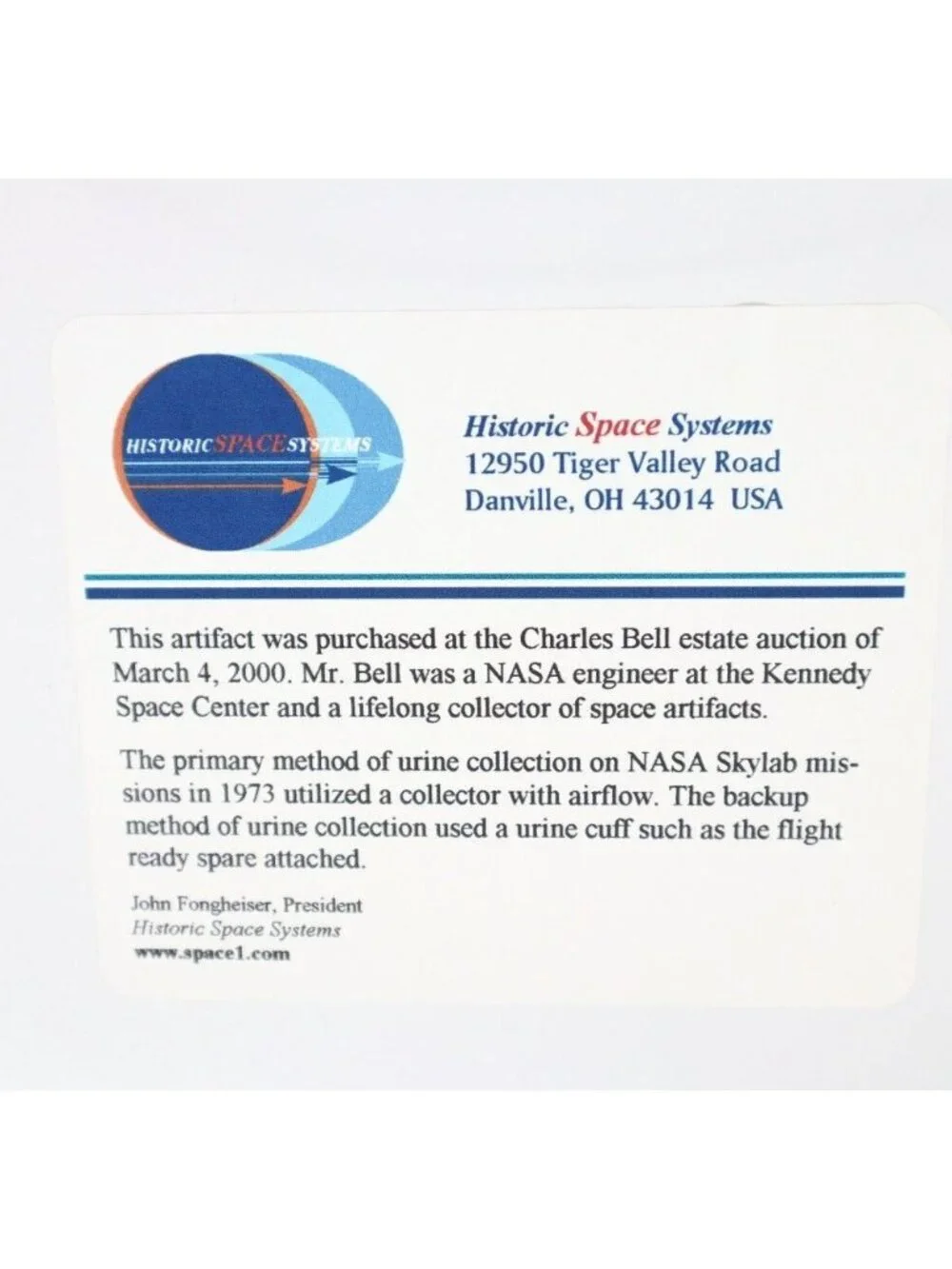 NASA Skylab Program 1973 Space Artifact Urine Collection Method